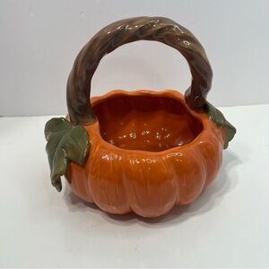 HARVEST ceramic pumpkin basket Halloween fall decor